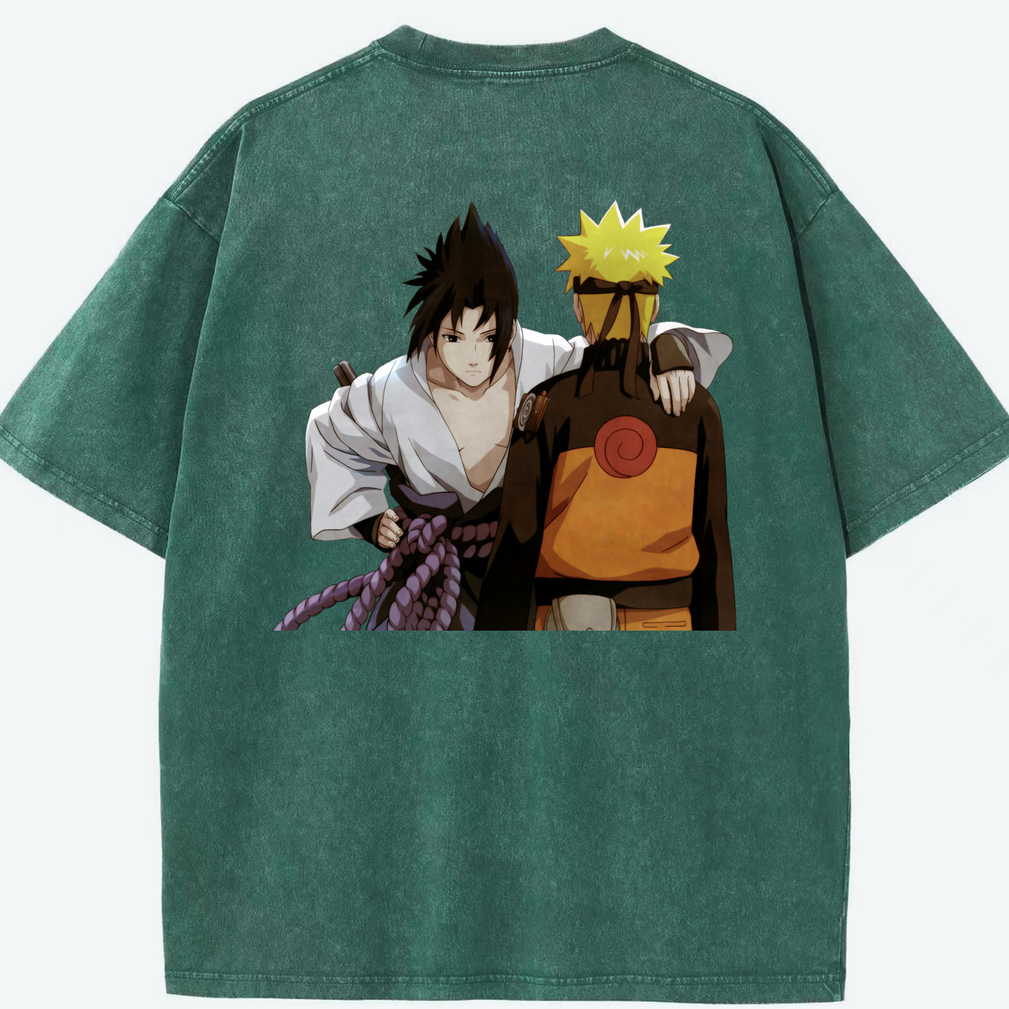 （画像用） NARUTO -ナルト- うちは サスケ Uchiha Sasuke 綿100% ヴィンテージ風 半袖Tシャツ（背面プリント）